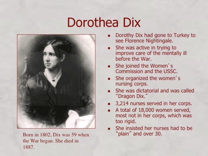 Biography of dorothea dix answer key