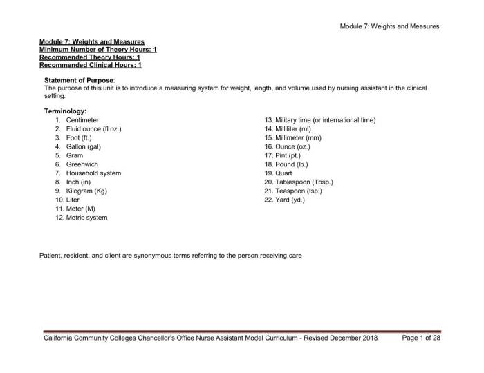 Module 7 weights and measures