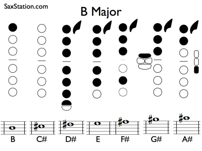 Alto sax concert b flat scale
