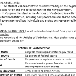 Comparing the articles of confederation and the constitution worksheet answers